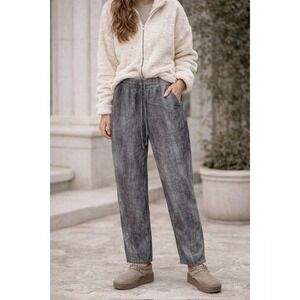 Pure Amici Womens LinenTie Dye Lounge Pants Size S Gray Purple Drawstring Casual